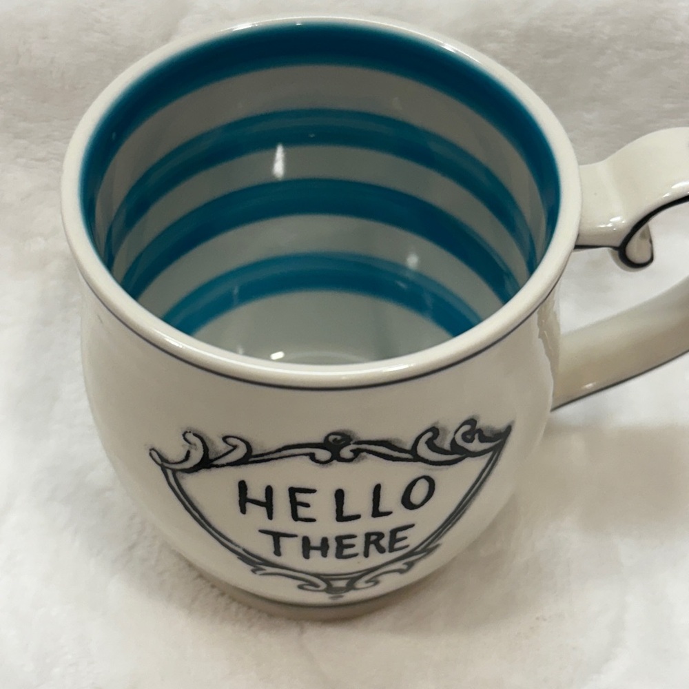 Molly Hatch Hello There Anthropologie Elegant Cream Mug with Black Accents